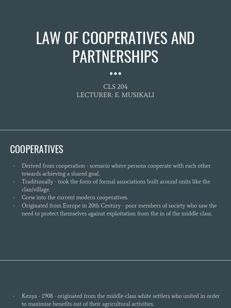 Cooperatives and Partnerships Law Overview | PDF | Cooperative | Interest