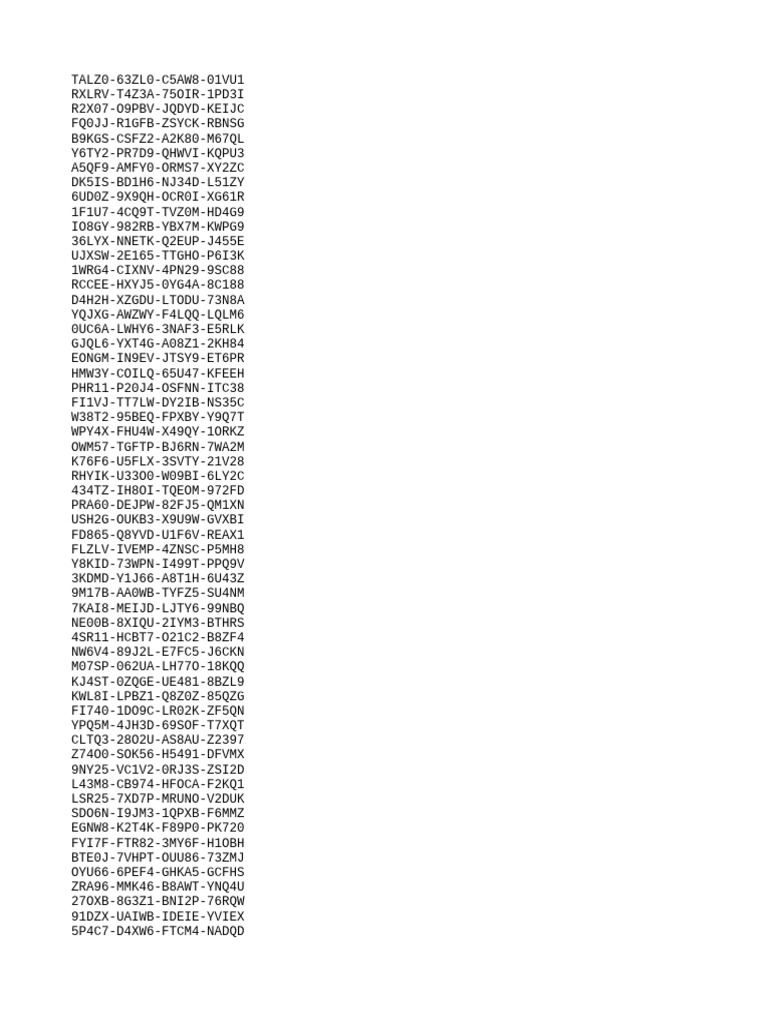 Unique Code List for Reference | PDF