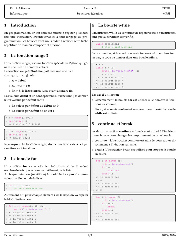 Boucles et structures itératives en Python | PDF | Structure de ...
