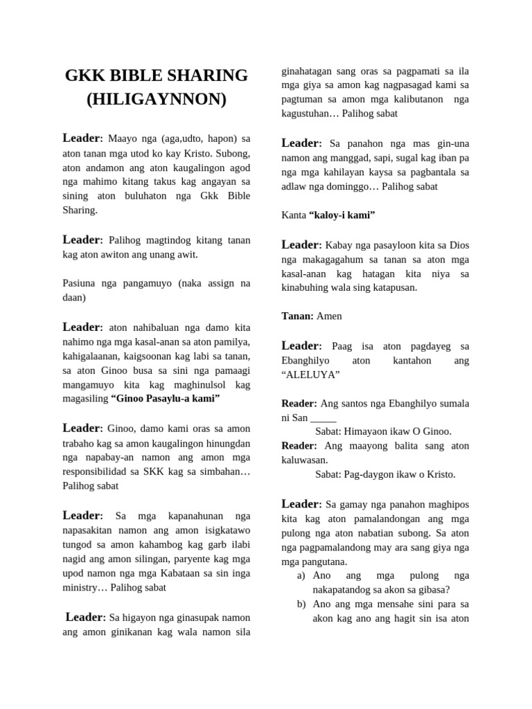 GKK Bible Sharing Guide | PDF