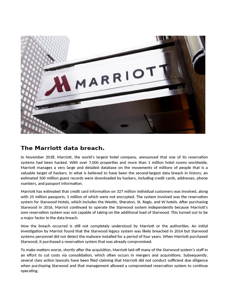 Marriott Data Breach Overview and Impact | PDF | Marriott International ...