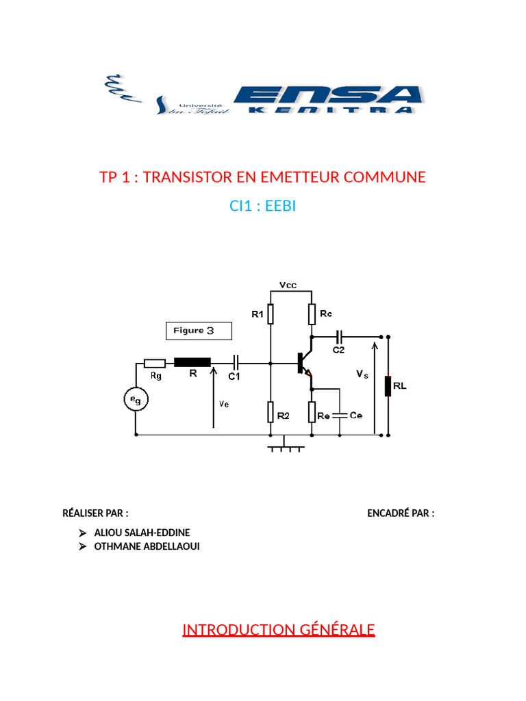 Transistor en Émetteur Commun : TP d'Amplification | PDF | Transistor ...