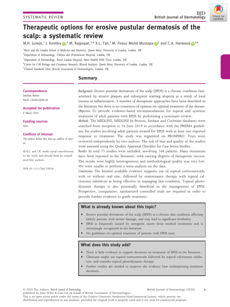 June Jo 2020 | PDF | Systematic Review | Dermatology