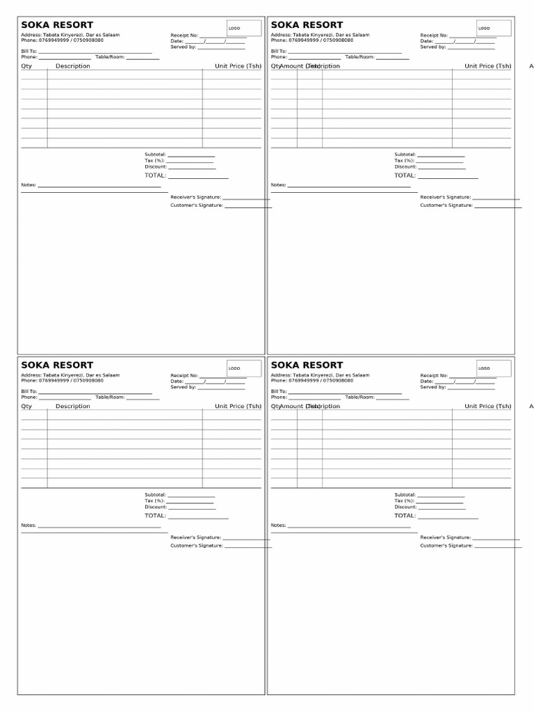 Soka Resort 4 Receipts a4 | PDF