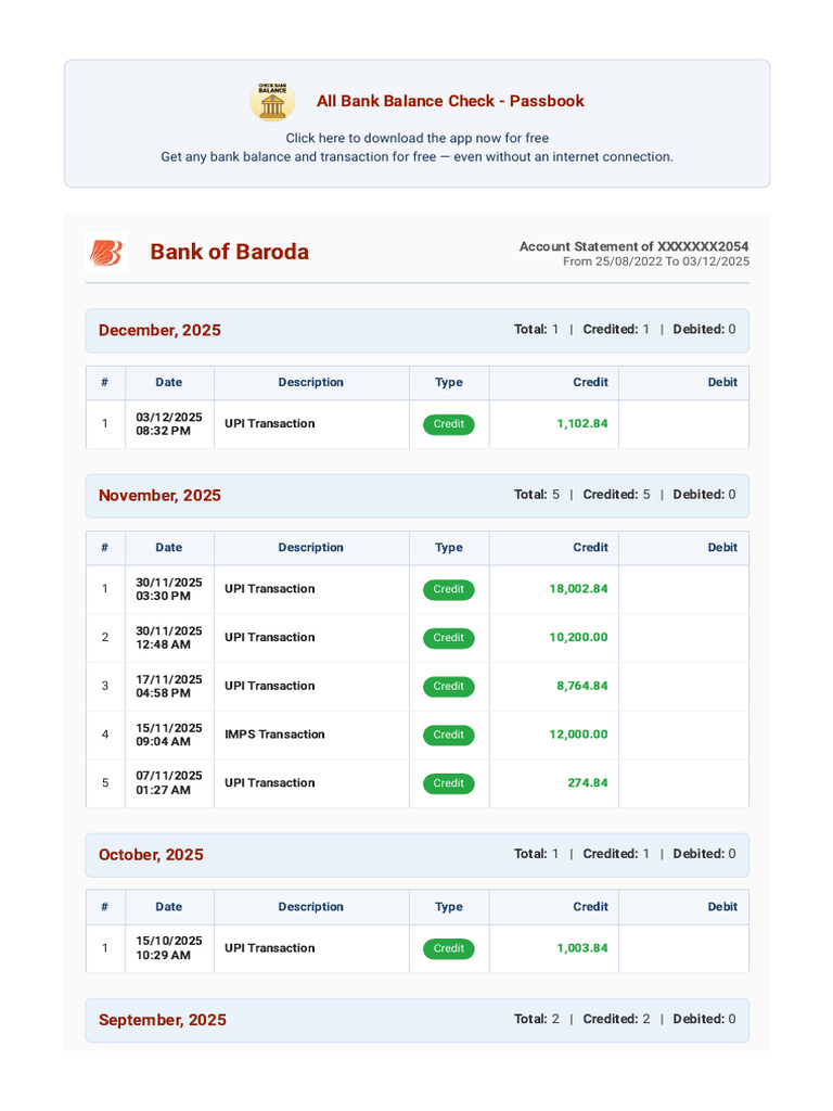 Bank Balance Check Passbook Summary | PDF