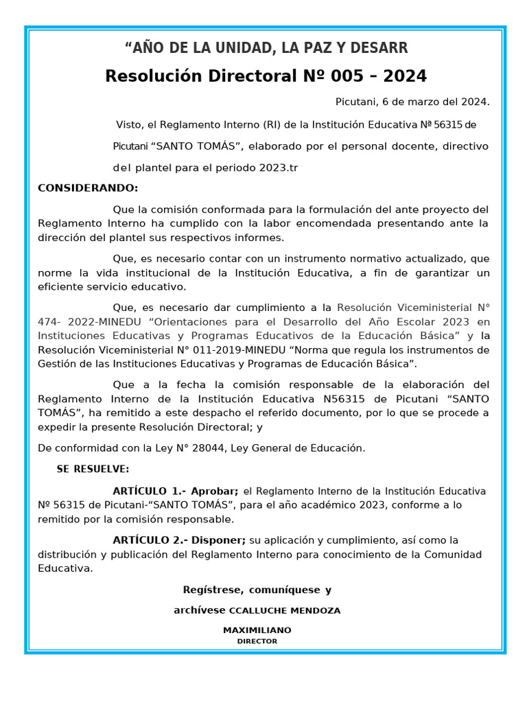 R.d.de Reglamento Interno | PDF