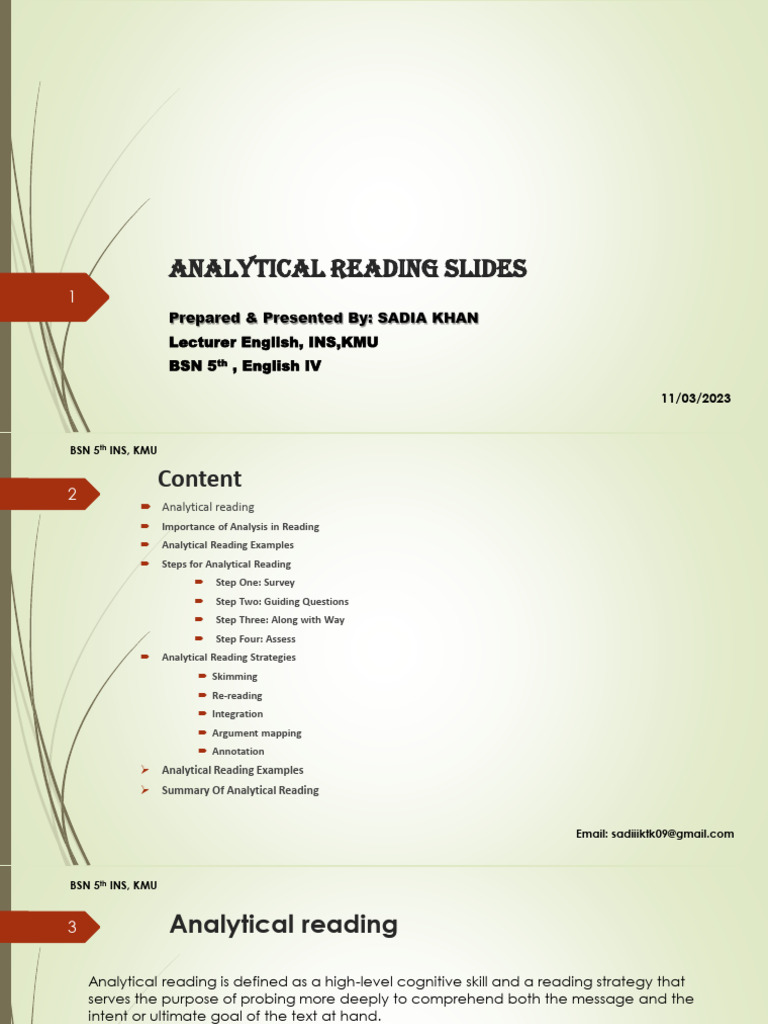 Mastering Analytical Reading Techniques | PDF | Reading Comprehension ...