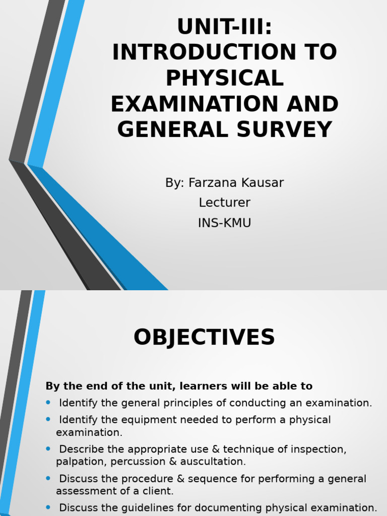 Physical Examination Techniques Guide | PDF | Human Anatomy