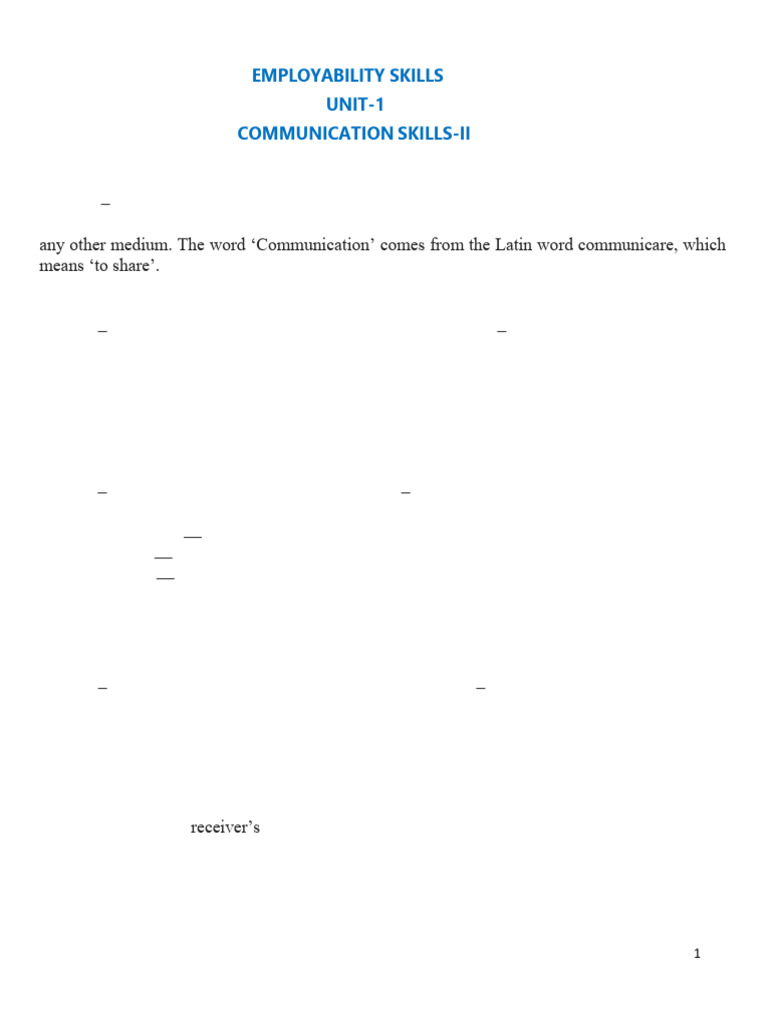 Unit 1 Communication Skills II | PDF | Communication | Part Of Speech
