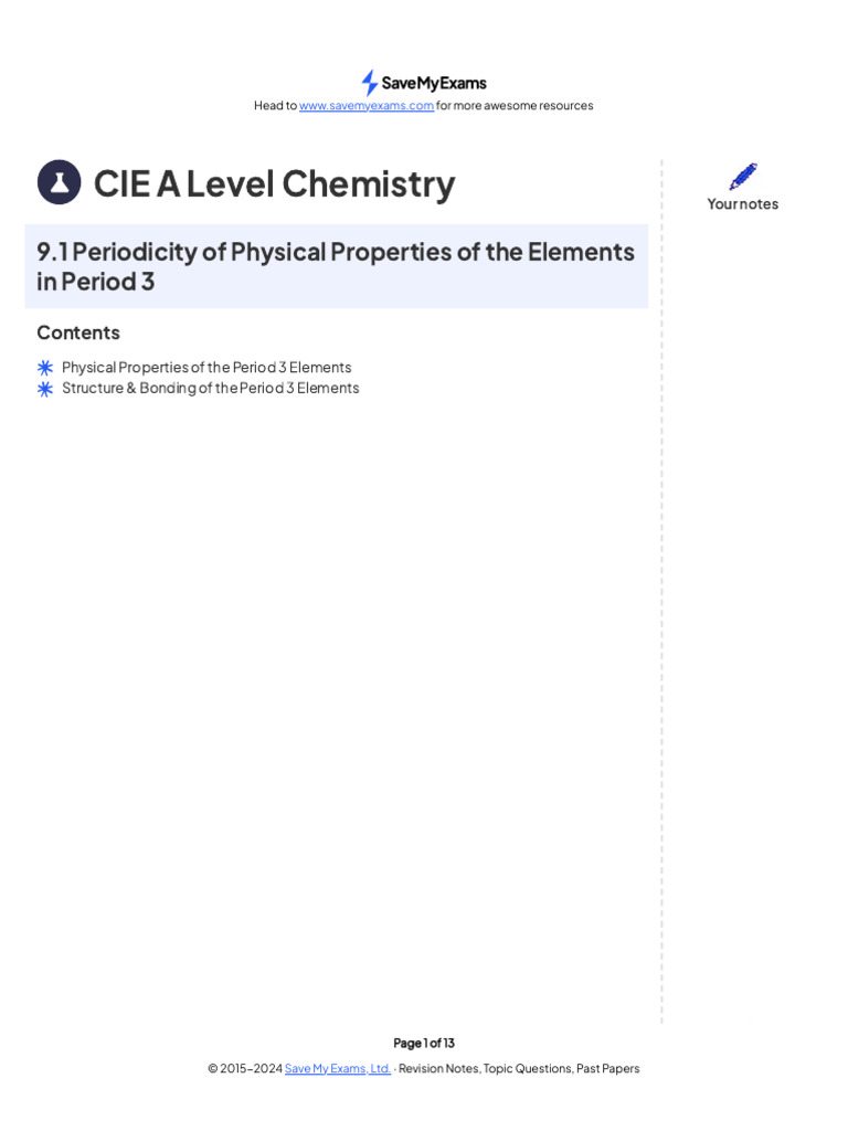 Period 3 Elements: Physical Properties | PDF | Ion | Chemical Bond