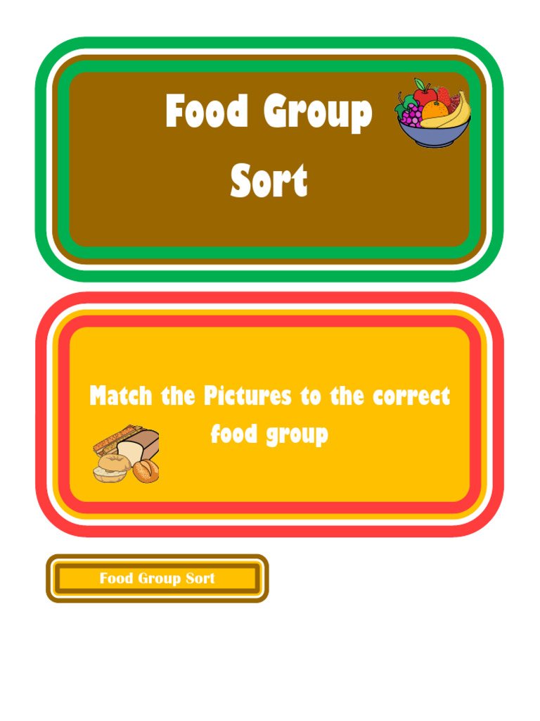 Food Group Sort - 4 Groups With Grains | PDF