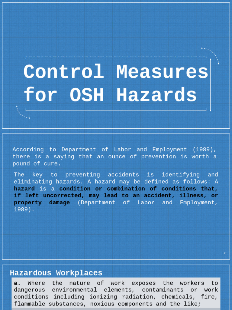 OSH Hazard Control Measures Guide | PDF | Lead | Hazards