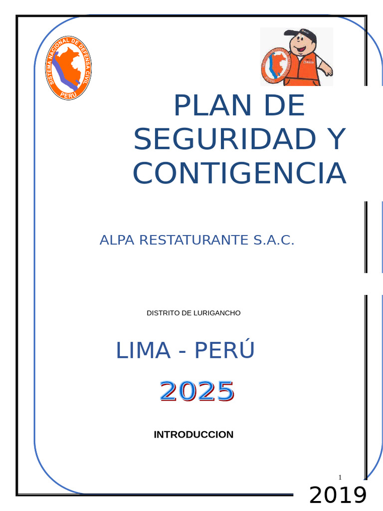 Plan de Seguridad y Contingencia 2019 | PDF | Primeros auxilios | Valores