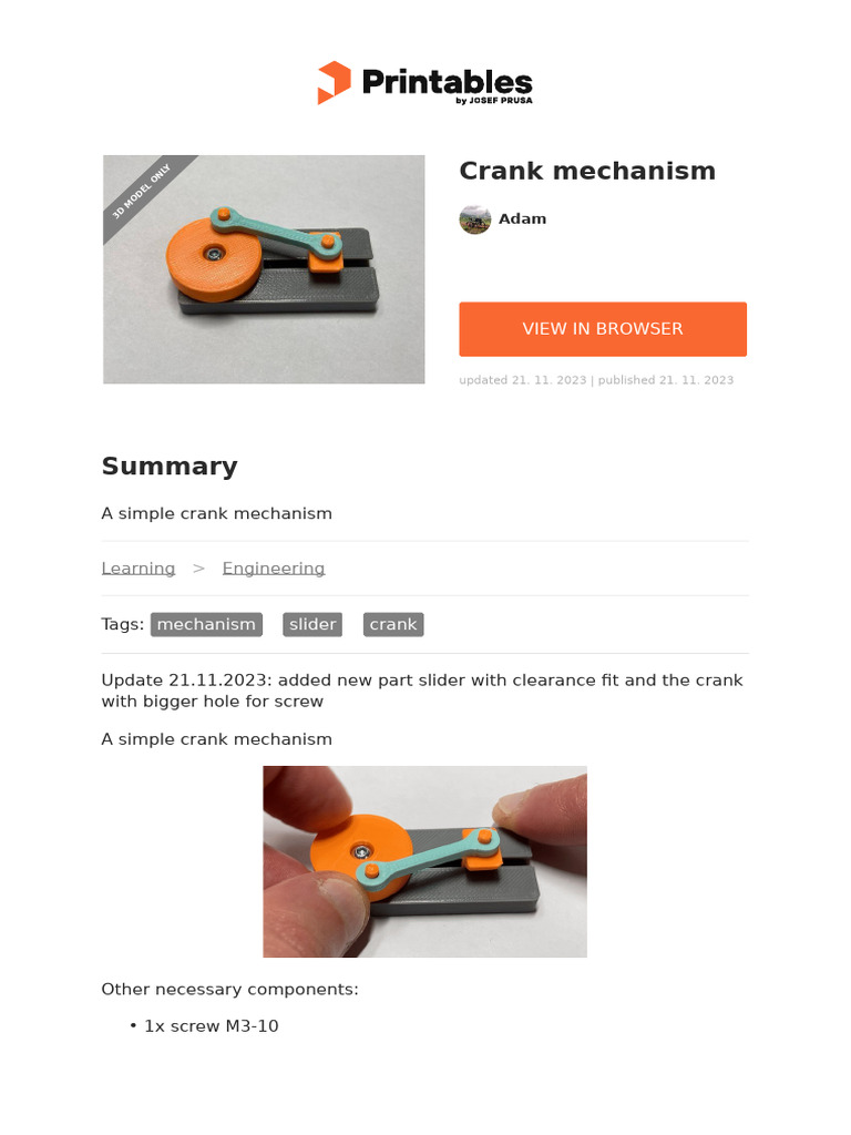 Crank Mechanism | PDF