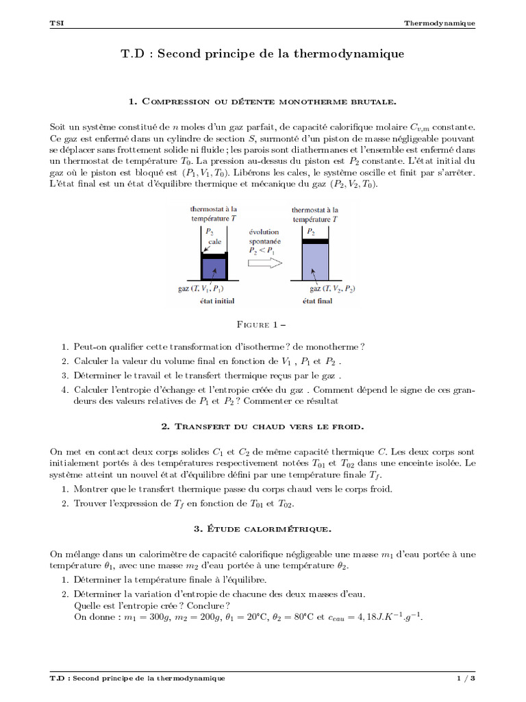 Second principe de thermodynamique TSI | PDF | Thermodynamique | Entropie