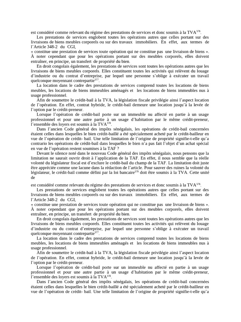 TVA et prestations de services au Congo | PDF | Impôts | Crédit