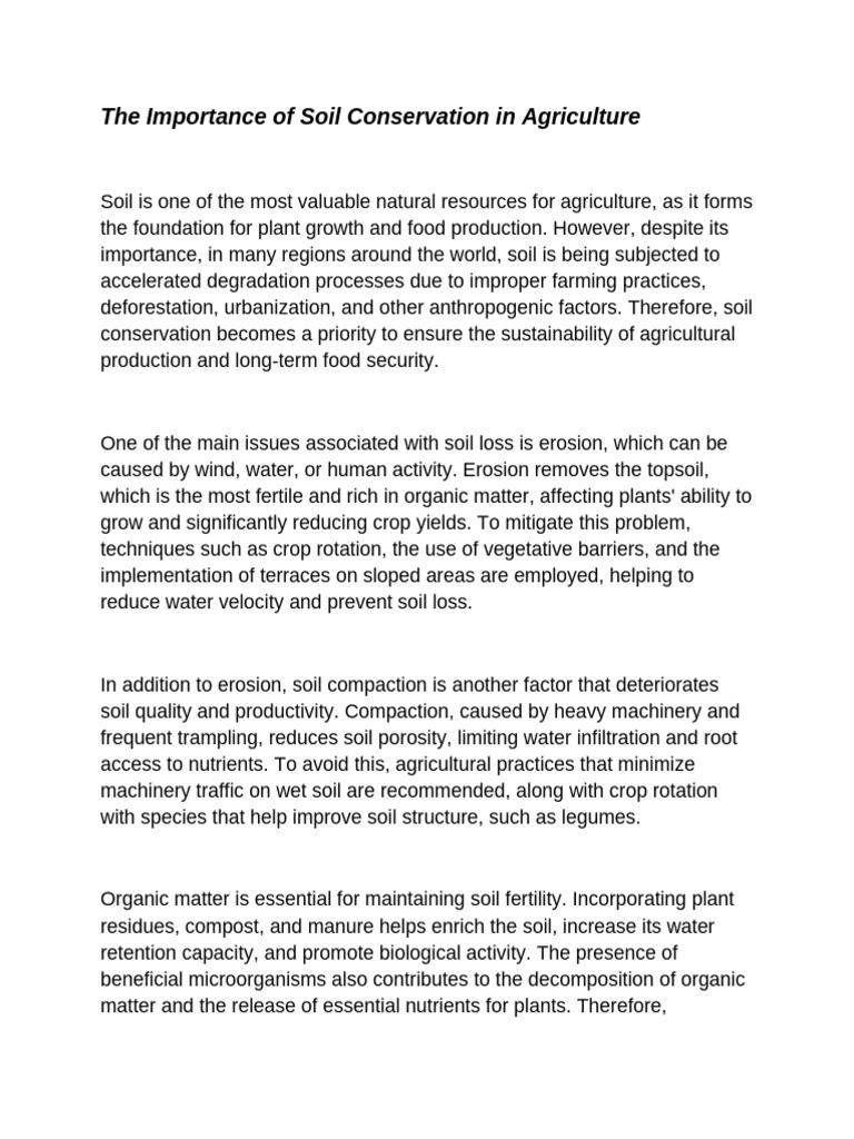 The Importance of Soil Conservation in Agriculture | PDF | Soil ...