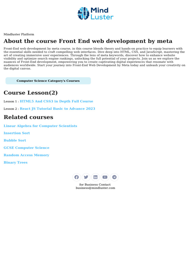 Front End Web Development by Meta Course Content | PDF