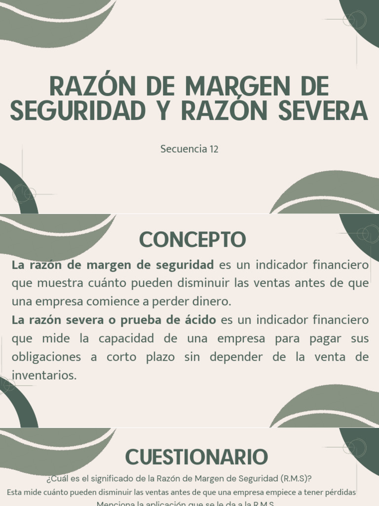 Razón de Margen de Seguridad y Severidad | PDF | Capital de trabajo ...