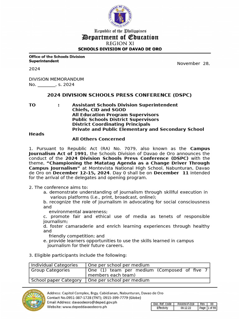 2024 Division Schools Press Conference | PDF | Plagiarism | Journalism