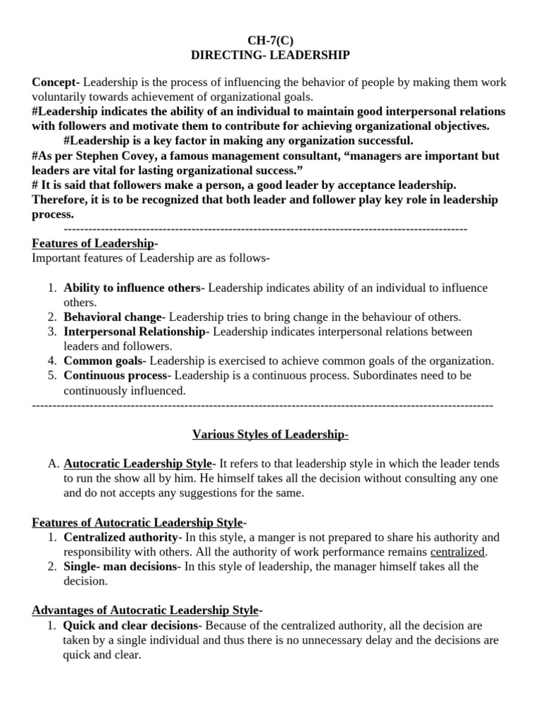 ch 7 C | PDF | Leadership | Psychological Concepts