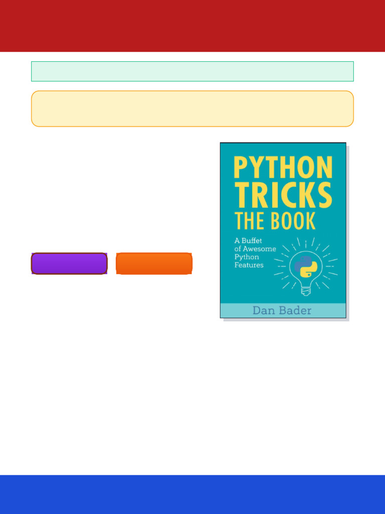 Python Tricks A Buffet of Awesome Python Features Dan Bader ebook ...