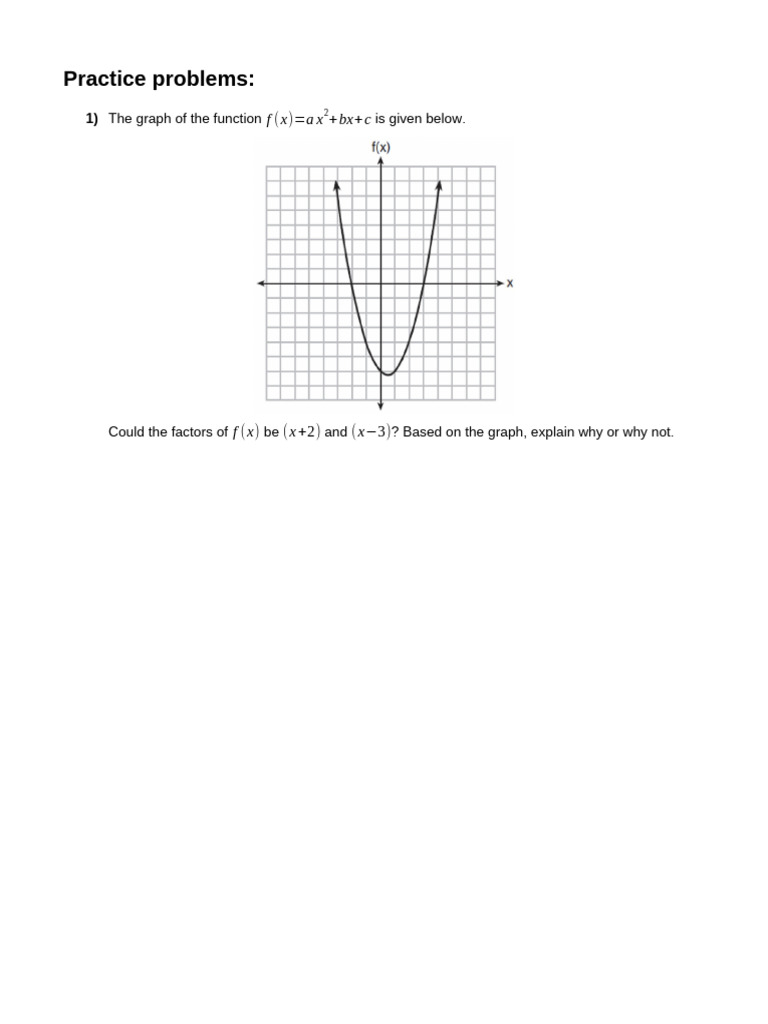 Quadratic Function Practice Problems | PDF