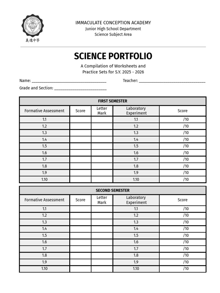Science Portfolio | PDF | Schools | Educational Organizations