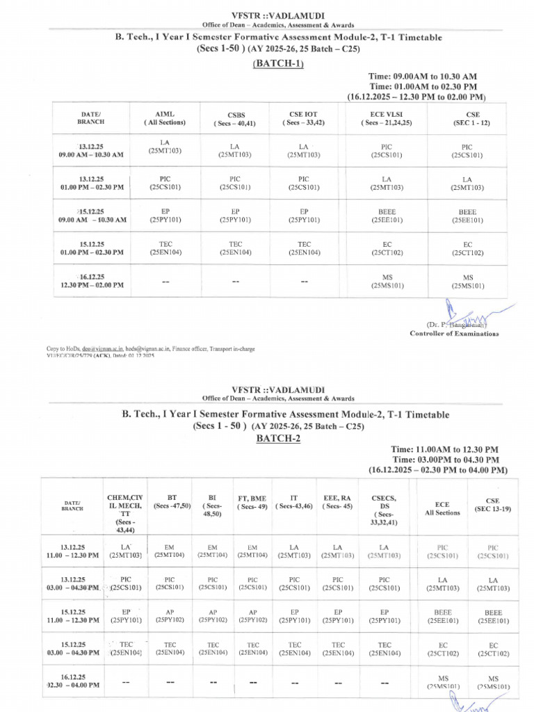 Module 2 T1 Timetable | PDF