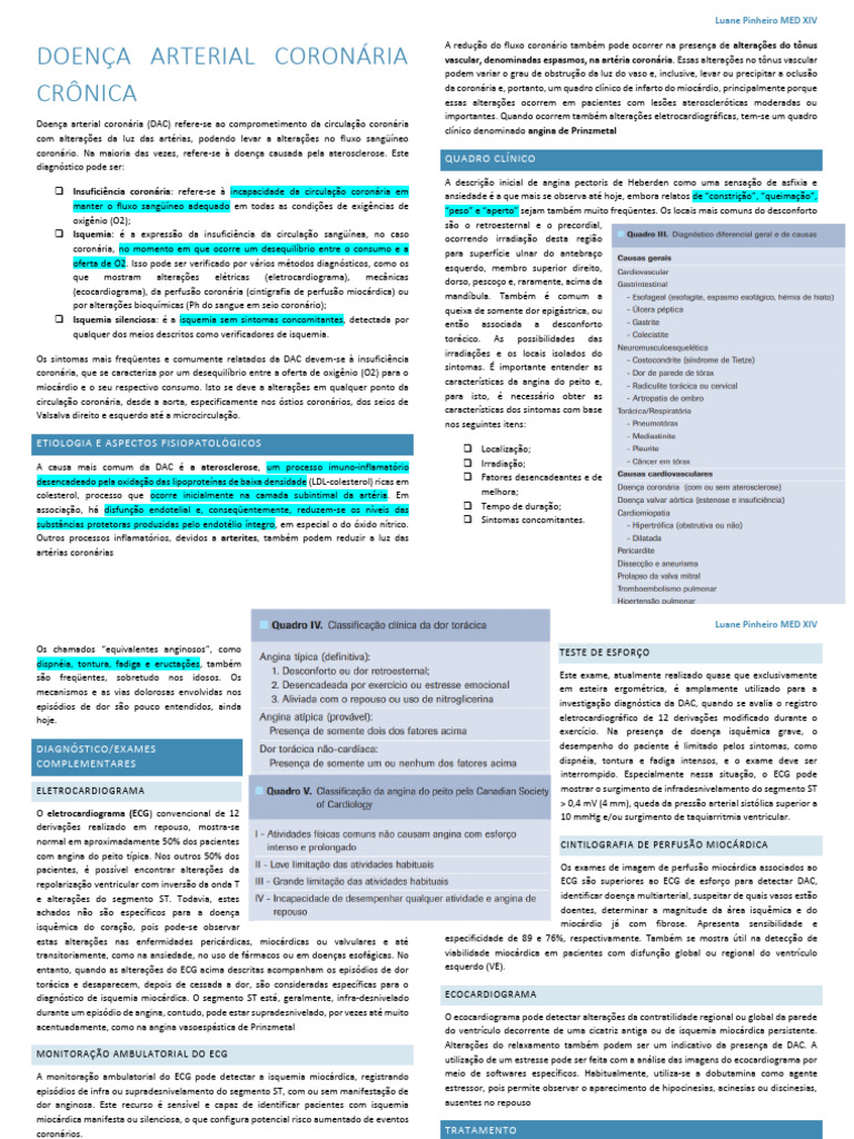 Doença Arterial Coronária: Causas e Sintomas | PDF | Infarto do ...