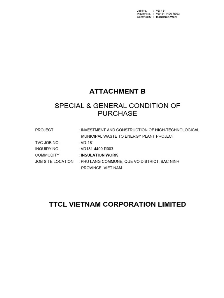 Att B - Special and General Conditions of Order | PDF | Employment ...