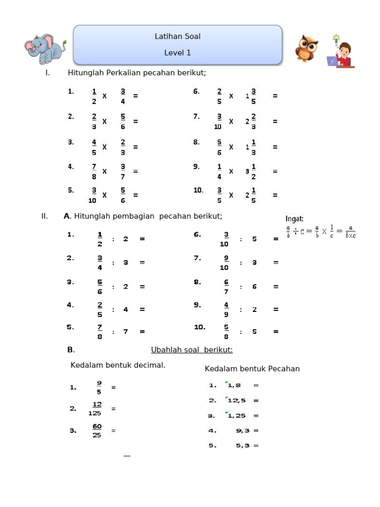 Latihan Soal Pecahan dan Desimal | PDF