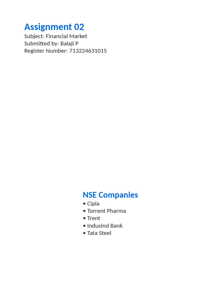 Financial Market Assignment Final | PDF
