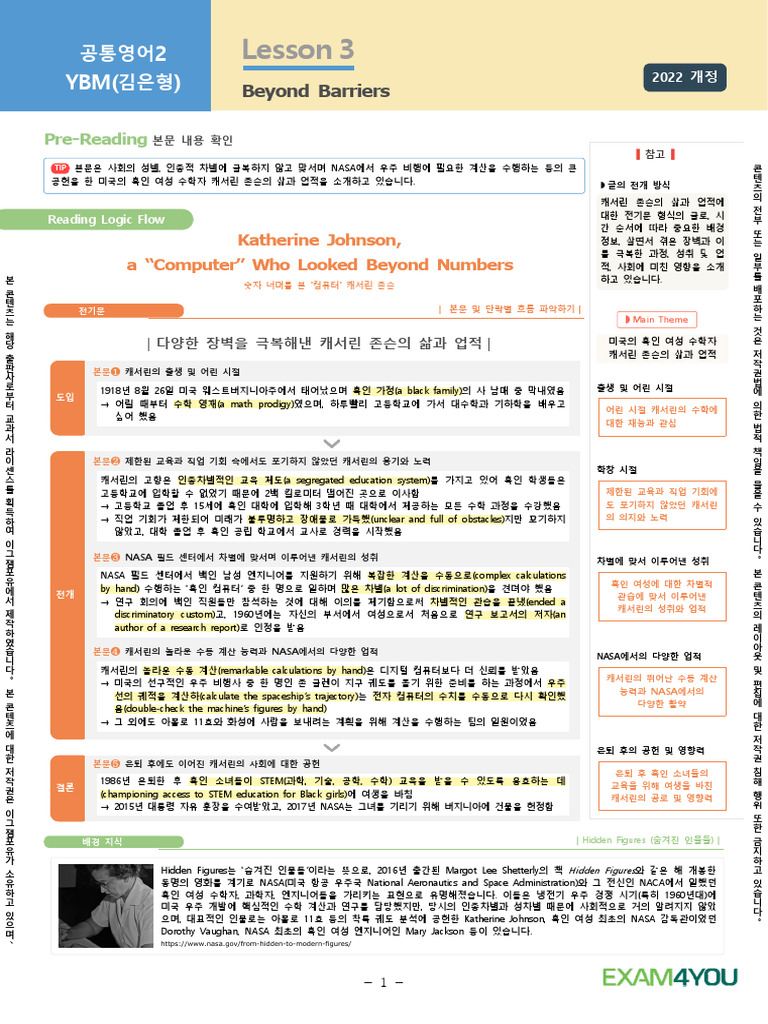 2022개정)2025년_공통영어2_YBM(김은형)_3과_내용정리 플러스 | PDF