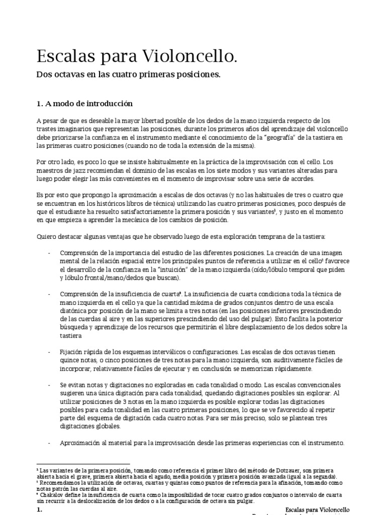 Escalas 2 Octavas 4 Primeras Posiciones | PDF | Escala (música ...
