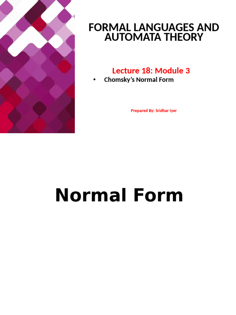 Lecture 18 Module 3 Normal Forms | PDF