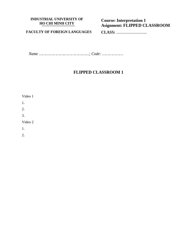 Flipped Classroom Answer Sheet | PDF