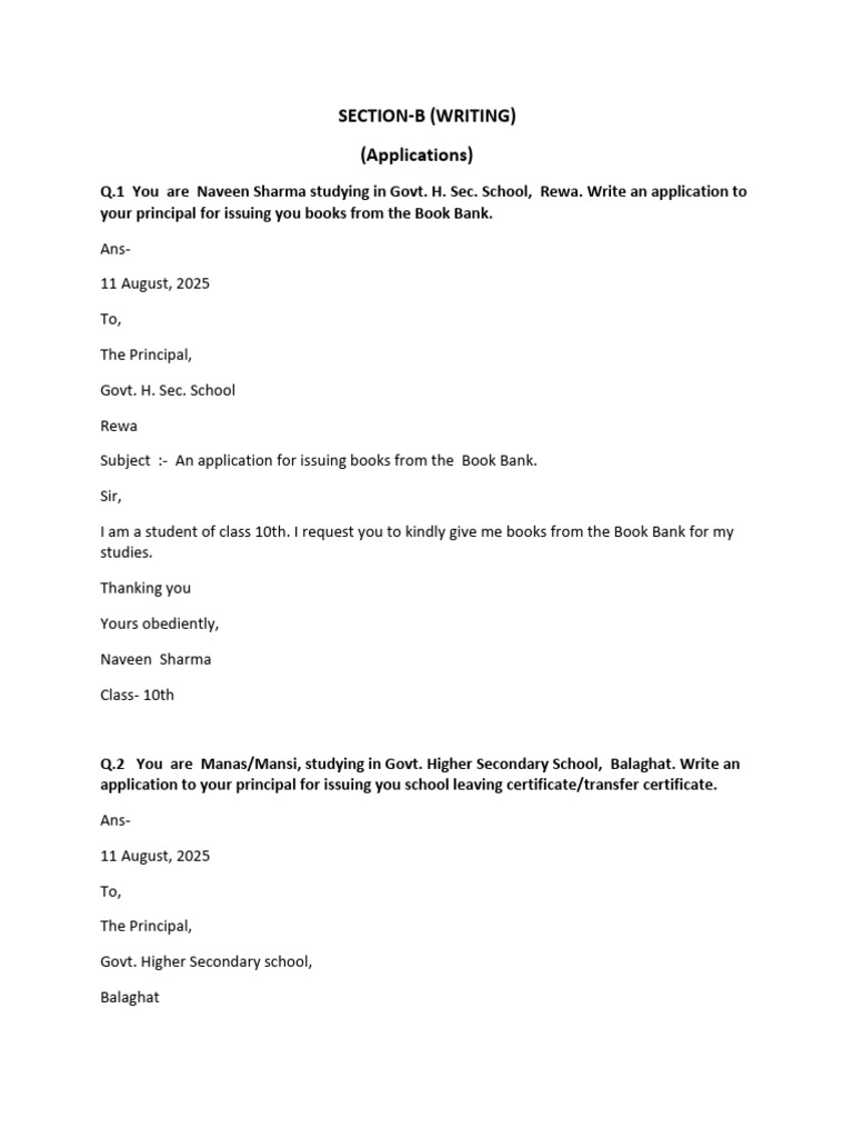 Class 9th and 10 TH Section-B Simple, Short and Easy Applications | PDF