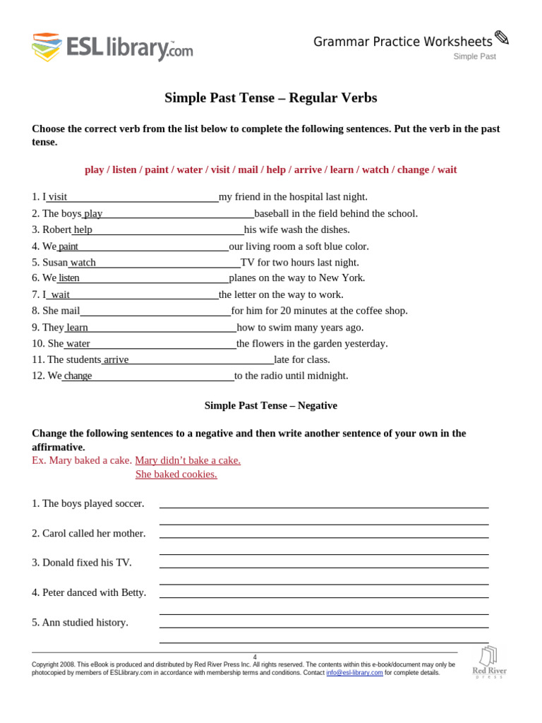 Simple Past - Negative Form | PDF
