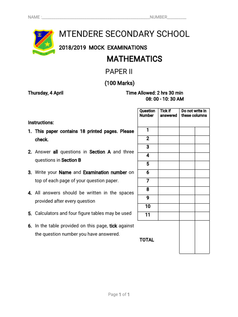 2019_maths_f4_PP_II_(1) | PDF