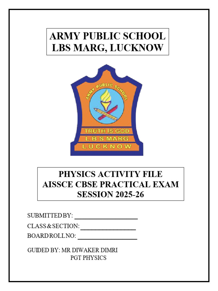 Physics Activity File for AISSCE 2025-26 | PDF