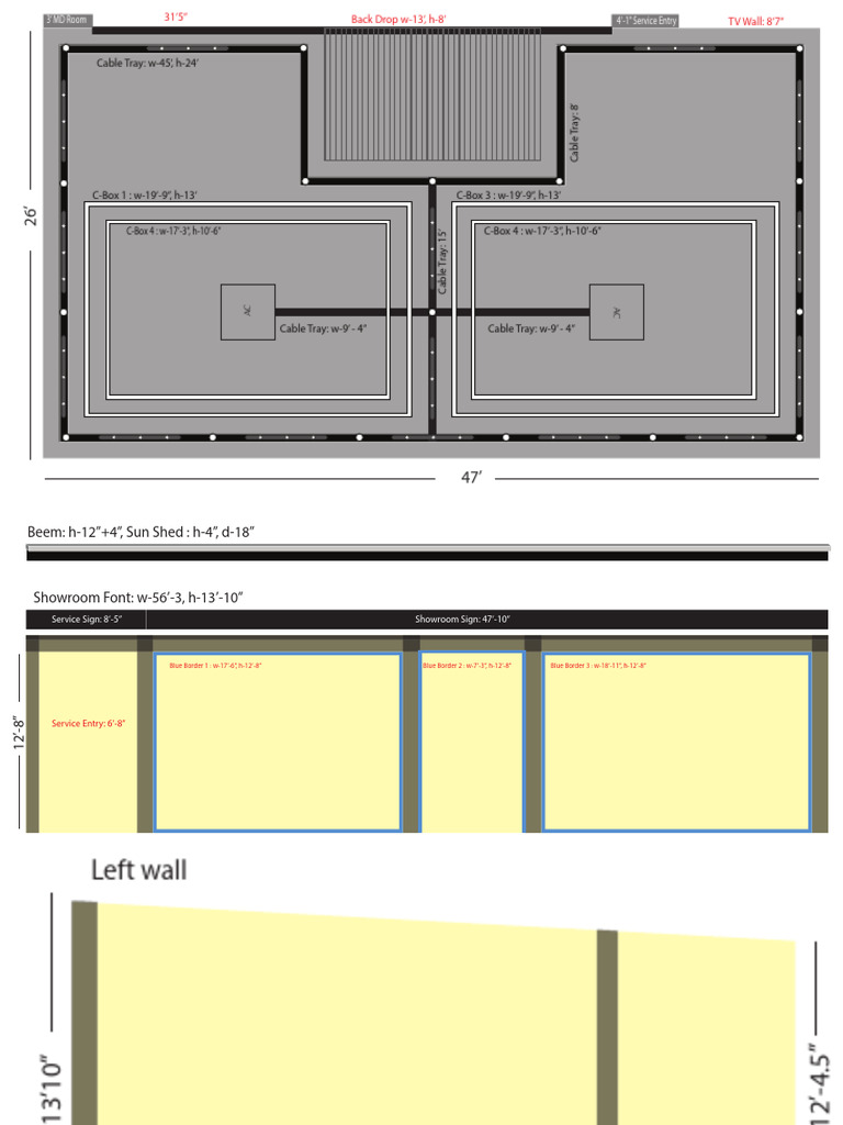 Detailed Dimensions for MD Room Layout | PDF