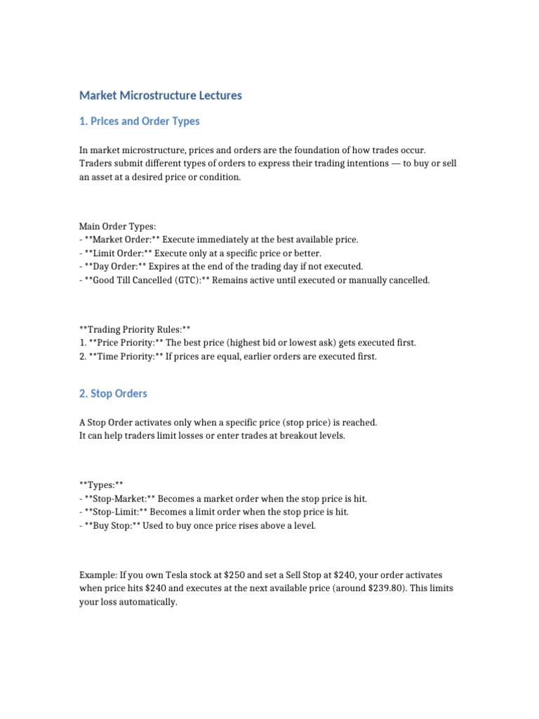 Market Microstructure Basics Explained | PDF | Order (Exchange ...