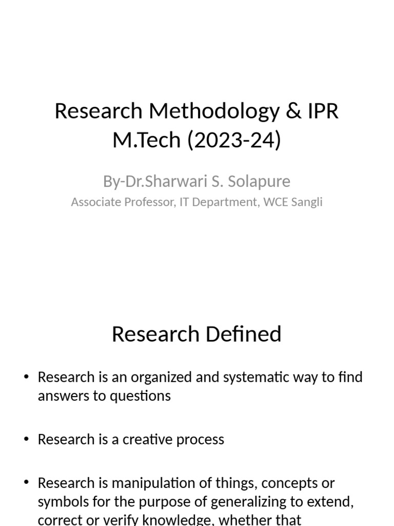 Research Methodology Overview for M.Tech | PDF | Methodology | Survey ...