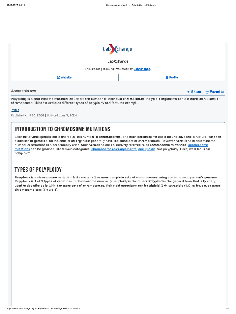 Understanding Polyploidy in Chromosomal Mutations | PDF | Ploidy | Meiosis