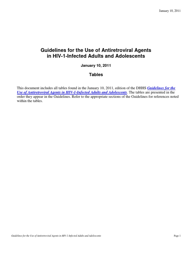 Antiretroviral Guidelines for HIV-1 Treatment | PDF | Management Of Hiv ...