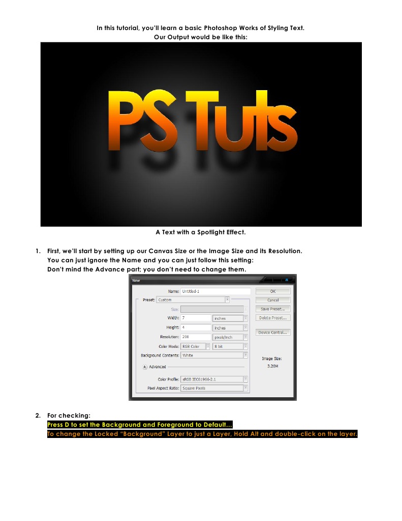 Create Spotlight Text Effect in Photoshop | PDF
