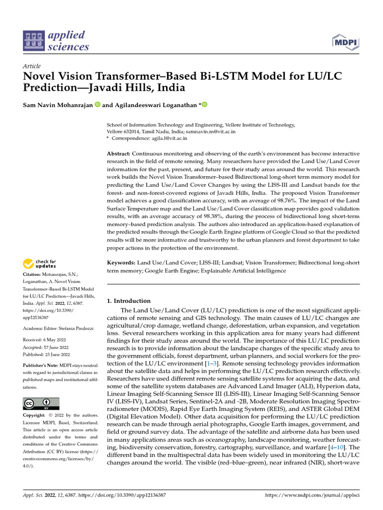 Applied Sciences: Novel Vision Transformer-Based Bi-LSTM Model For LU ...
