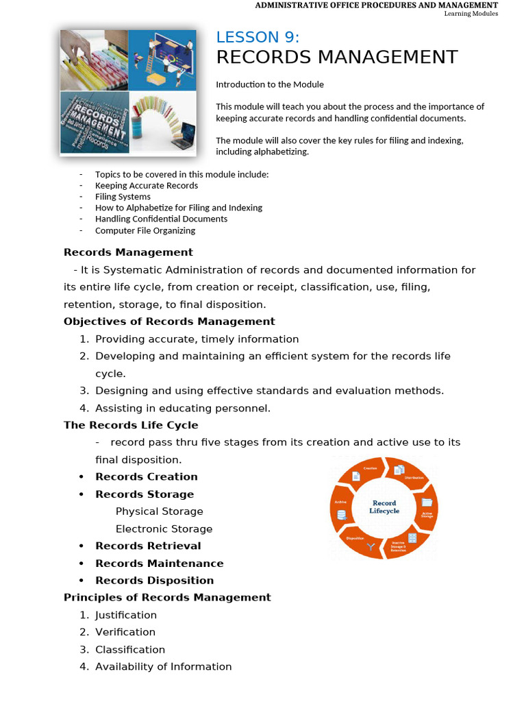 Records Management and Filing Systems | PDF | Records Management ...