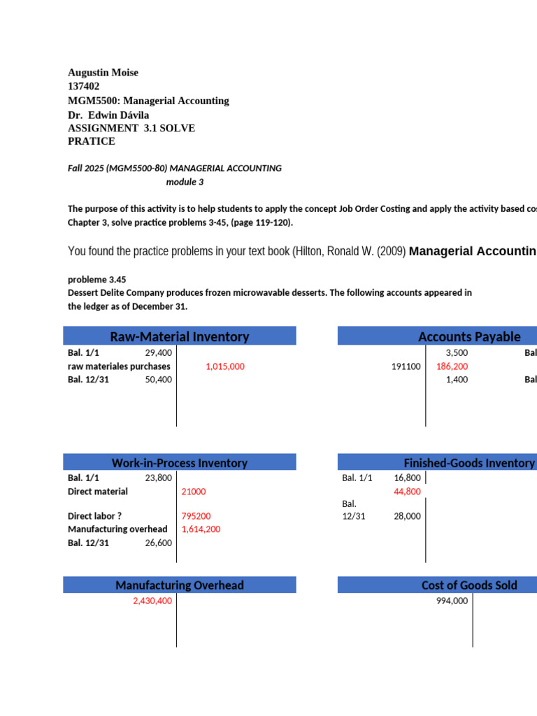 Managerial Accounting Job Order Costing Guide | PDF | Cost Of Goods ...